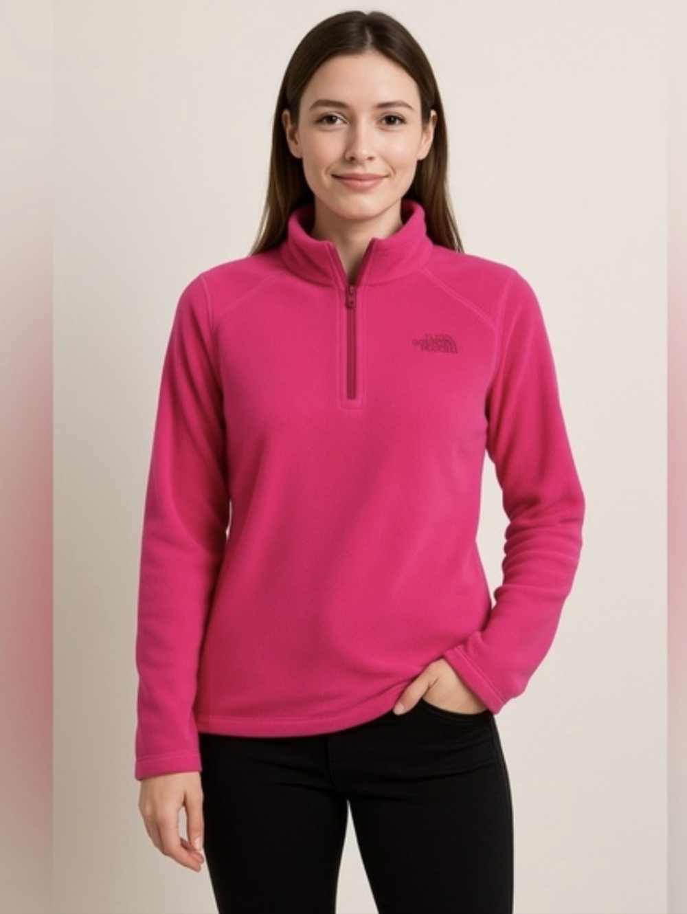 The North Face Fleece Quarter Zip Pink Pullover Womens Size S